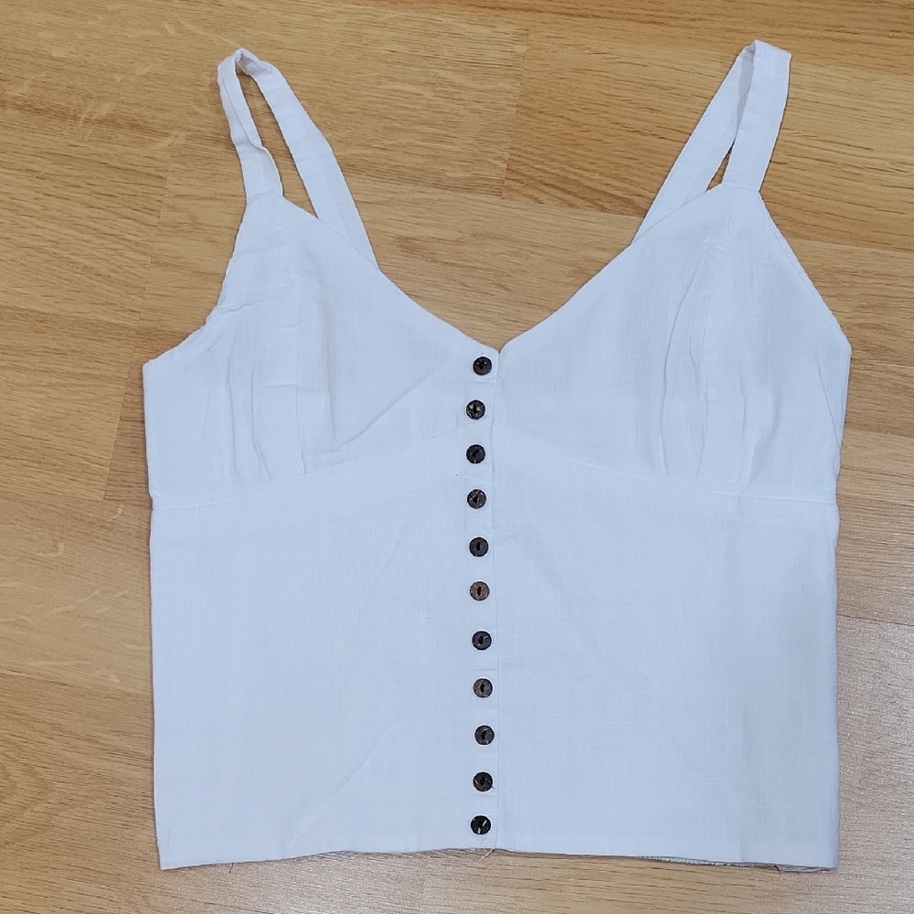 Love Notes White Button-Front Cami Top